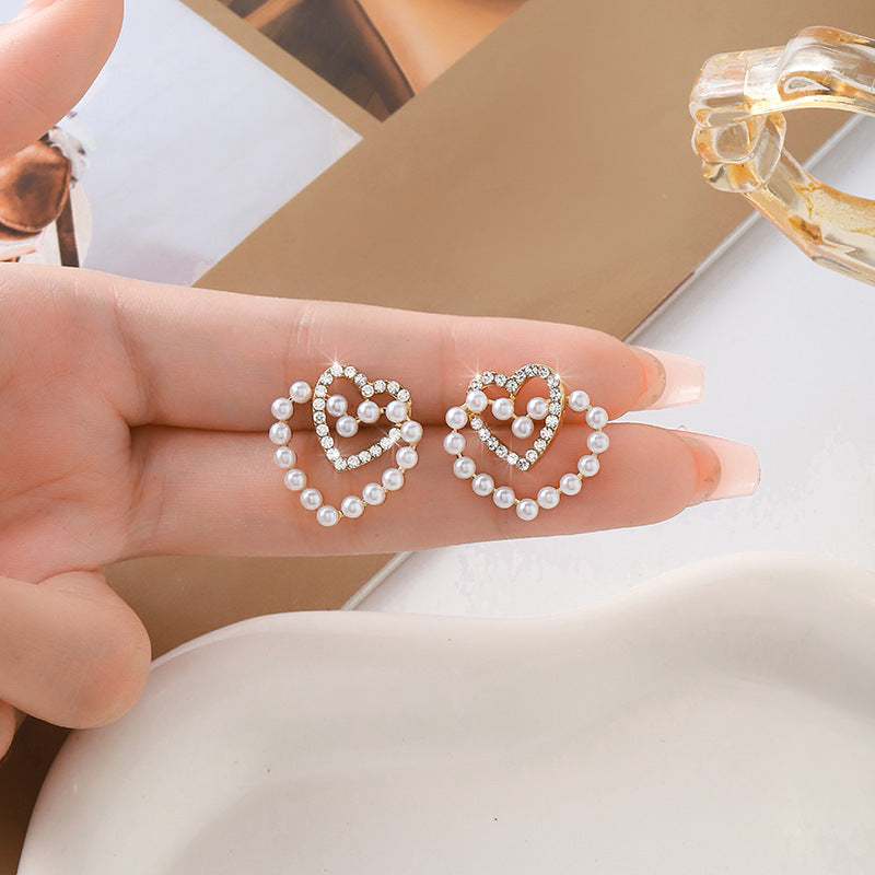 Wholesale Vintage Pearl Heart Earrings